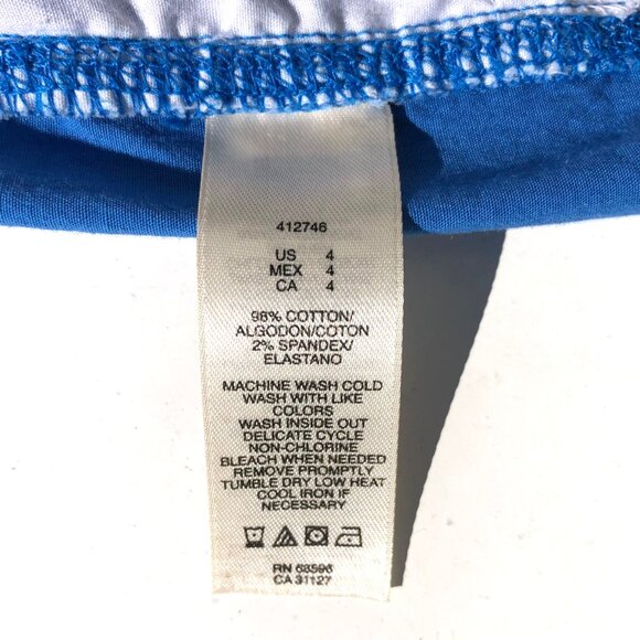 DKNY Jeans Shorts Size 4 Cobalt Blue Roll Tab Chino Cotton Blend Five Pocket - Picture 13 of 14